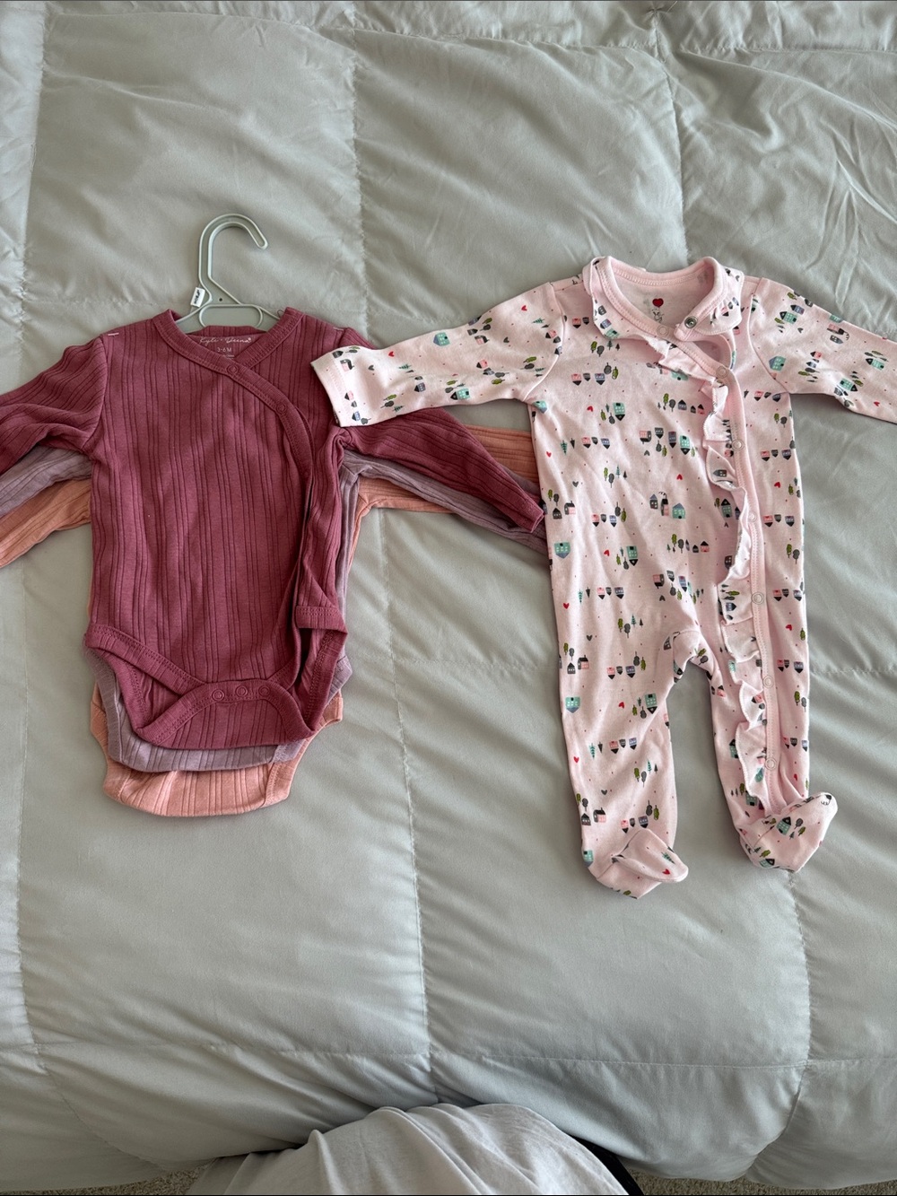 Pink Printed Snap-Front Footed One-Piece for Babies